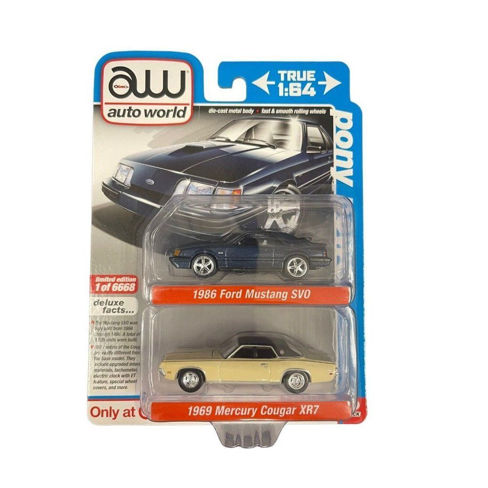 Auto World  Target Pony Power 1986 Mustang SVO 1969 Cougar XR7 1984 1985 1970